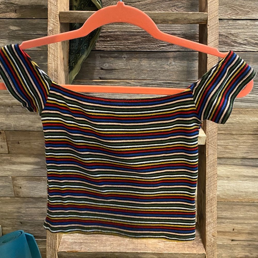 Urban outfitters off the shoulder crop top - multi color